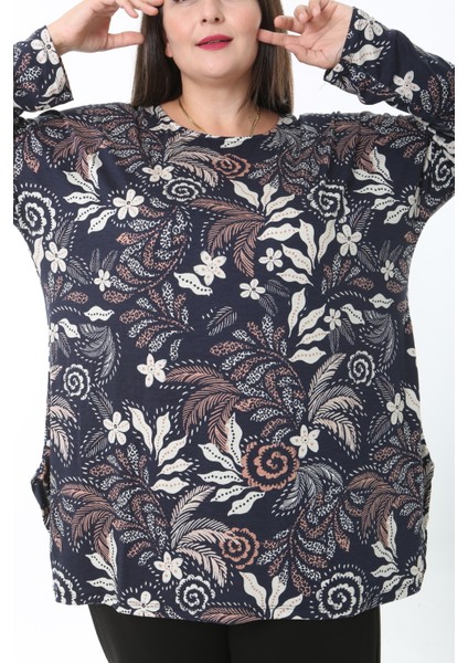 Kadın Likralı Yünlü Viskon Desenli Büyük Beden Tunik fiyatları