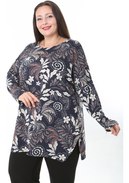 Kadın Likralı Yünlü Viskon Desenli Büyük Beden Tunik fırsatları