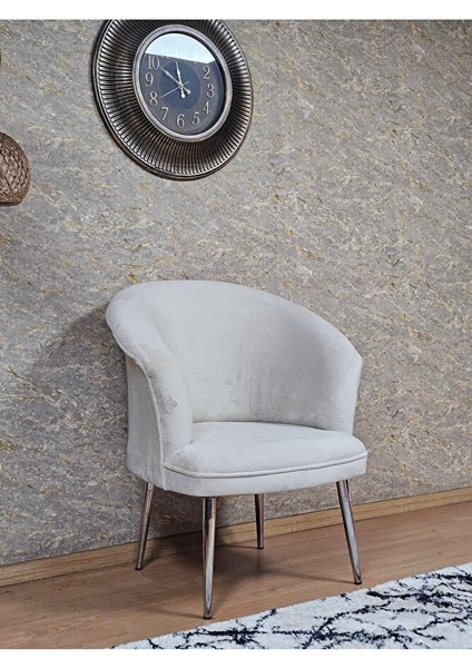 Tekli Teddy Krom Kaplama Sivriltme Ayak Çay Seti Koltuk Tekli Berjer , Balkon, Salon, Ofis Krem Renk 40,5 Boyut/ebat modelleri