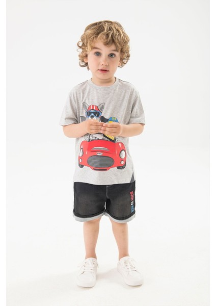 Born To Ride Baskılı Erkek Çocuk Denim Şort