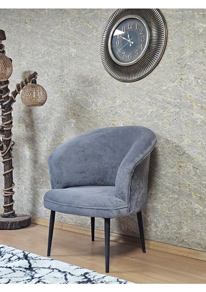 Tekli Teddy Siyah Boyalı Sivriltme Ayak Çay Seti Koltuk Tekli Berjer , Balkon, Salon, Ofis Gri Renk 40,5 Boyut/ebat modelleri