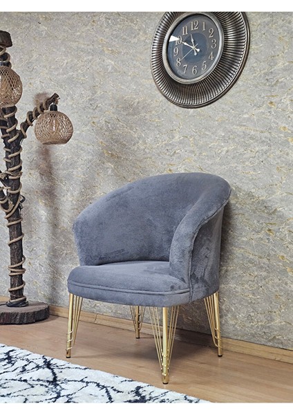 Tekli Teddy Gold Kaplama Telli Ayak Çay Seti Koltuk Tekli Berjer , Balkon, Salon, Ofis Gri Renk 40,5 Boyut/ebat modelleri