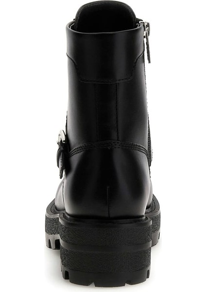 Kadın Yanzy Metal Aksesuarlı Kalın Tabanlı Bot - Siyah modelleri