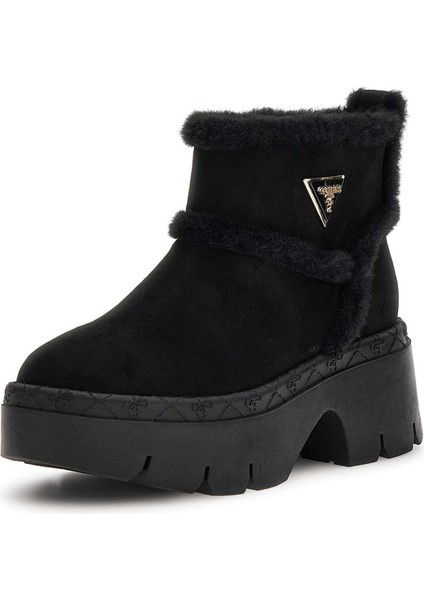 Kadın Bridgete Kürk Astarlı Platform Bot - Siyah