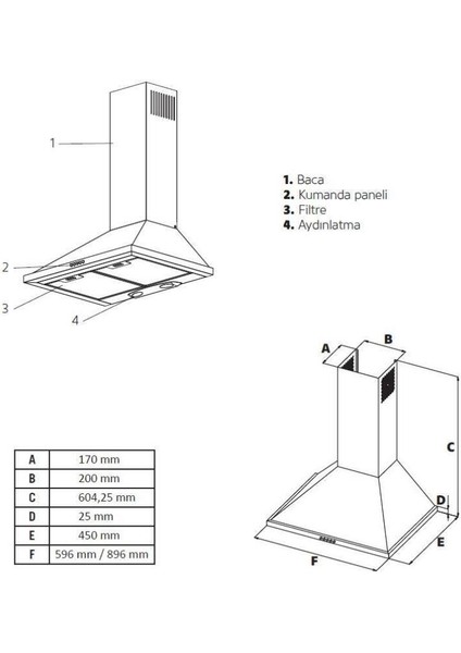 8716 60CM Piramit Retro Bej Davlumbaz (Push Buton,led fiyatları
