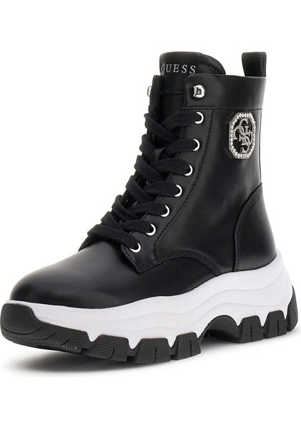 Kadın Benzon Taşlı Aksesuarlı Kalın Tabanlı Bot - Siyah