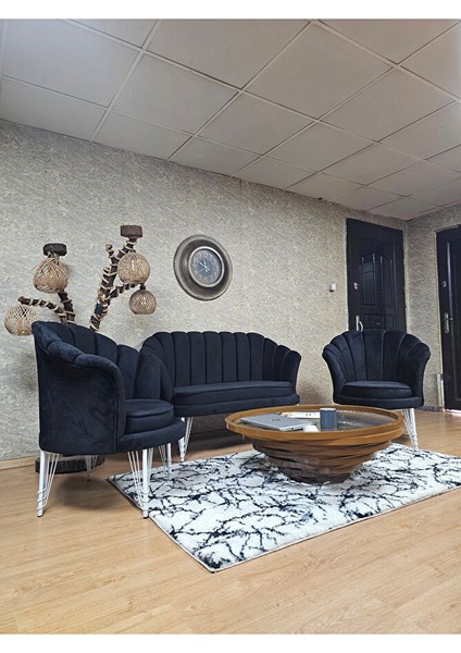Istiridye Takım Beyaz Boyalı Telli Ayak Çay Seti Koltuk Takımı Siyah Renk 110 x 48 Boyut/ebat modelleri