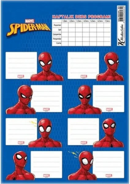 Okul Etiketi Spider Man Ders Programlı 3 LÜ 220130-6
