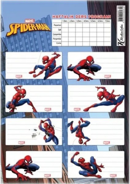 Okul Etiketi Spider Man Ders Programlı 3 LÜ 220130-6 fiyatları