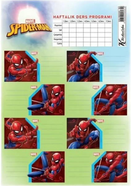 Okul Etiketi Spider Man Ders Programlı 3 LÜ 220130-6 modelleri