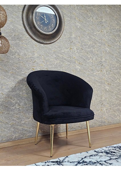 Tekli Teddy Gold Kaplama Sivriltme Ayak Çay Seti Koltuk Tekli Berjer , Balkon, Salon, Ofis Siyah Renk 40,5 Boyut/ebat modelleri