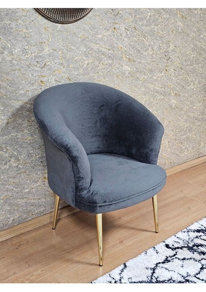 Tekli Teddy Gold Kaplama Sivriltme Ayak Çay Seti Koltuk Tekli Berjer , Balkon, Salon, Ofis Füme Renk 40,5 Boyut/ebat