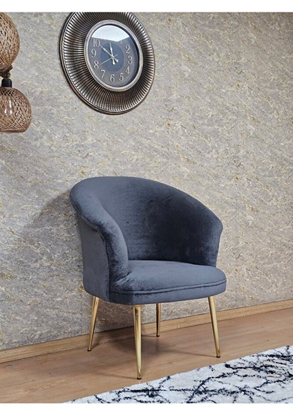 Tekli Teddy Gold Kaplama Sivriltme Ayak Çay Seti Koltuk Tekli Berjer , Balkon, Salon, Ofis Füme Renk 40,5 Boyut/ebat modelleri