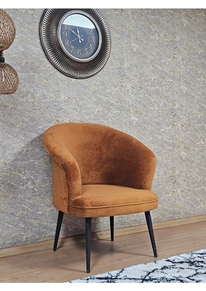 Tekli Teddy Siyah Boyalı Sivriltme Ayak Çay Seti Koltuk Tekli Berjer , Balkon, Salon, Ofis Kiremit Renk 40,5 Boyut/ebat modelleri