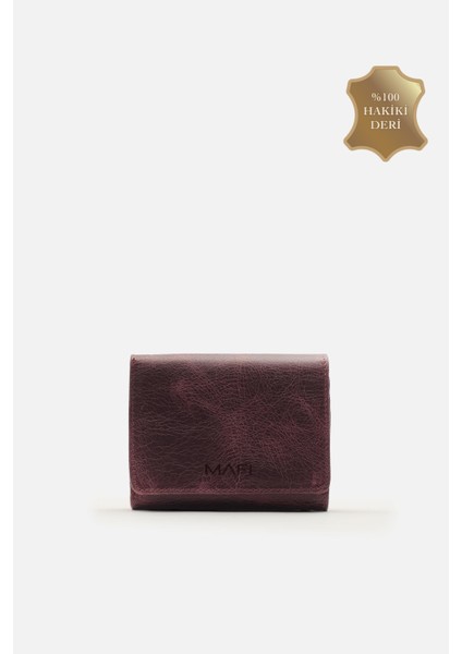 Magnetic Hakiki Deri Bordo Mıknatıslı Unisex Cüzdan – Zarif ve Güvenli Tasarım
