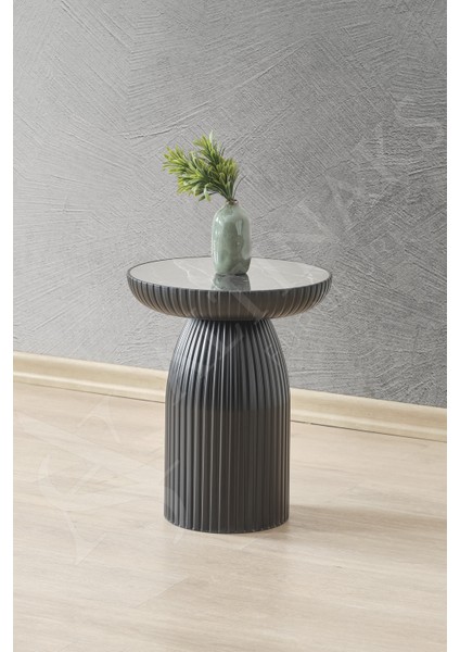 Diamond Bohem Sehpa,tekli Sehpa,yan Sehpa,zigon Sehpa - Siyah & Siyah Mermer Desenli