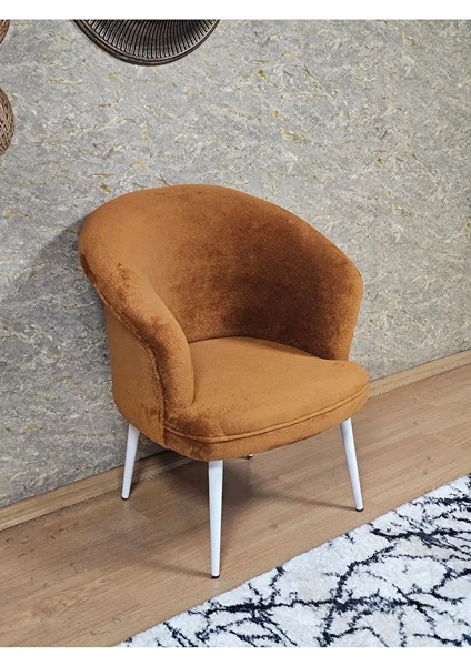 Tekli Teddy Beyaz Boyalı Sivriltme Ayak Çay Seti Koltuk Tekli Berjer , Balkon, Salon, Ofis Kiremit Renk 40,5 Boyut/ebat