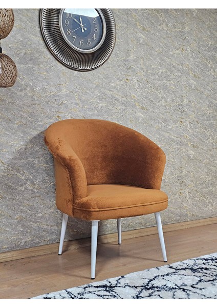 Tekli Teddy Beyaz Boyalı Sivriltme Ayak Çay Seti Koltuk Tekli Berjer , Balkon, Salon, Ofis Kiremit Renk 40,5 Boyut/ebat modelleri