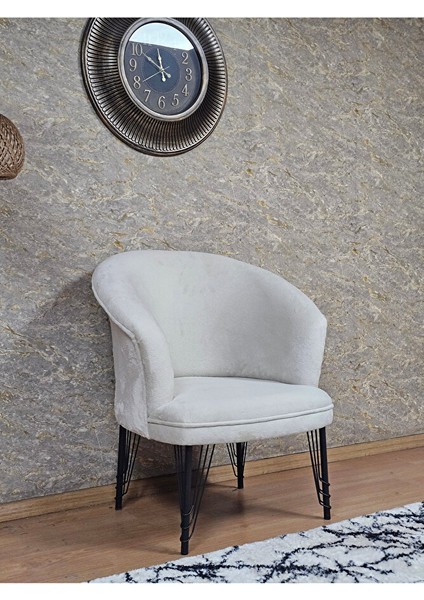 Tekli Teddy Siyah Boyalı Telli Ayak Çay Seti Koltuk Tekli Berjer , Balkon, Salon, Ofis Krem Renk 40,5 Boyut/ebat modelleri