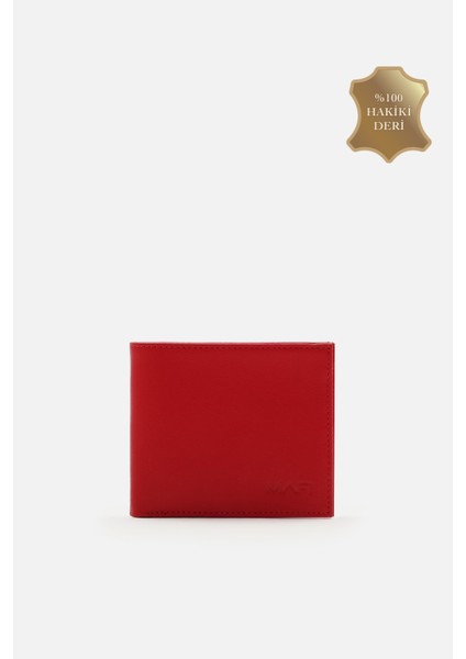 Edge Unısex Hakiki Gerçek Deri Kırmızı Cüzdan