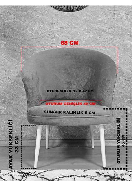 Tekli Teddy Beyaz Boyalı Sivriltme Ayak Çay Seti Koltuk Tekli Berjer , Balkon, Salon, Ofis Füme Renk 40,5 Boyut/ebat indirimleri