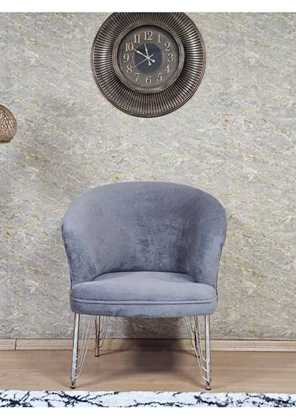 Tekli Teddy Krom Kaplama Telli Ayak Çay Seti Koltuk Tekli Berjer , Balkon, Salon, Ofis Gri Renk 40,5 Boyut/ebat fiyatları
