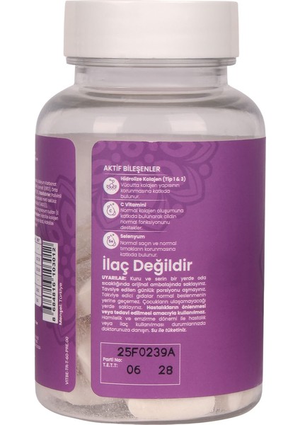Vitamanner Beauty Collagen Tip 1, Tip 2, Tip 3, Vitamin C, Selenyum, Biotin Içeren Takviye Edici Gıda 60 Tablet