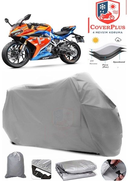 Cf Moto 250SR Branda Gri Motosiket Brandası Motor Örtüsü Çadır Su Geçirmez Motosiklet Kılıfı Motor Brandası,lastikli,taşıma Torbalı