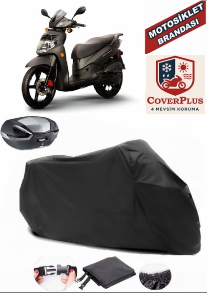 Sym Hd Evo 200 Branda Siyah Arka Çanta Uyumlu(Topcase) Motosiket Brandası Motor Örtüsü Çadır Su Geçirmez Motosiklet Kılıfı Motor Brandası,lastikli,taşıma Torbalı