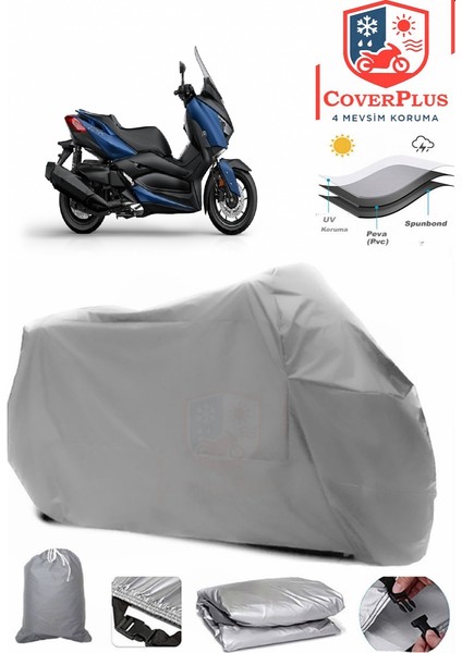 Yamaha X-Max 400 Abs Branda Gri Motosiket Brandası Motor Örtüsü Çadır Su Geçirmez Motosiklet Kılıfı Motor Brandası,lastikli,taşıma Torbalı
