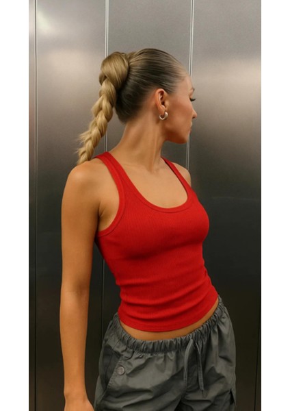 Greymoda Kadın Fitilli Crop Kısa