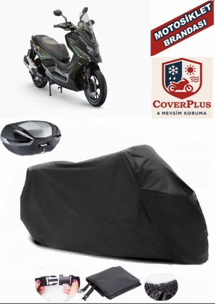 Kymco Dtx 250 Branda Siyah Arka Çanta Uyumlu(Topcase) Motosiket Brandası Motor Örtüsü Çadır Su Geçirmez Motosiklet Kılıfı Motor Brandası,lastikli,taşıma Torbalı