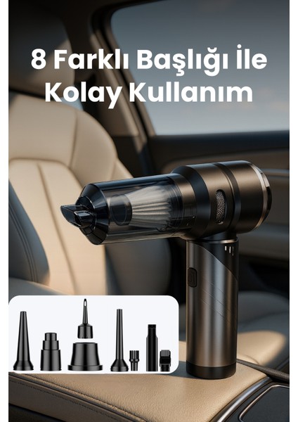 Yeni 16000PA Güçlü Portatif Vakumlu ve Üflemeli Katlanabilir Araç Içi Süpürge Pro HL-121