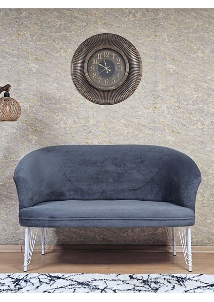 Ikili Teddy Beyaz Boyalı Telli Ayak Çay Seti Koltuk Ikili Berjer , Balkon, Salon, Ofis Füme Renk 40,5 Boyut/ebat
