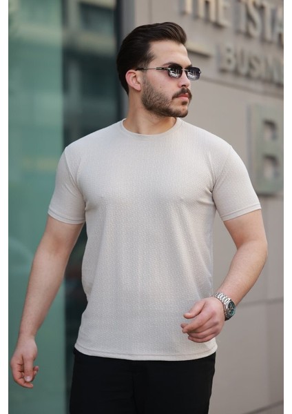 Erkek Kısa Kollu Zigzag Desenli T-Shirt