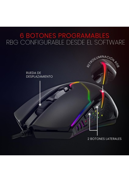 M601-RGB 7200DPI 6 Tuş Oyuncu Kablolu Mouse modelleri