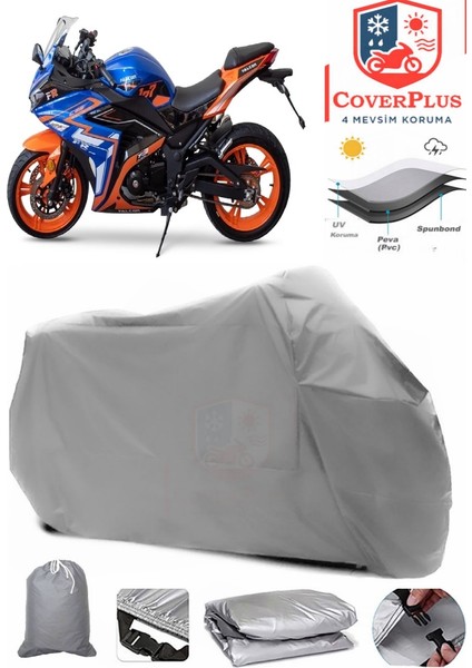 Falcon FR-250 Branda Gri Motosiket Brandası Motor Örtüsü Çadır Su Geçirmez Motosiklet Kılıfı Motor Brandası,lastikli,taşıma Torbalı