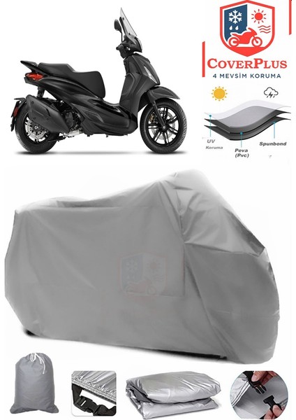 Piaggio Beverly 400 Branda Gri Motosiket Brandası Motor Örtüsü Çadır Su Geçirmez Motosiklet Kılıfı Motor Brandası,lastikli,taşıma Torbalı