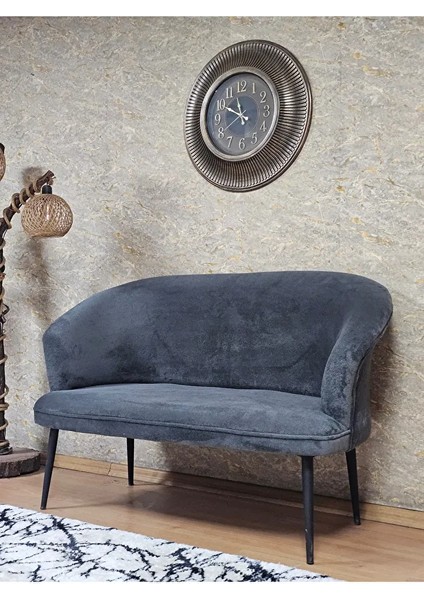 Ikili Teddy Siyah Boyalı Sivriltme Ayak Çay Seti Koltuk Ikili Berjer , Balkon, Salon, Ofis Füme Renk 40,5 Boyut/ebat modelleri