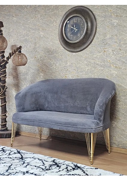 Ikili Teddy Gold Kaplama Telli Ayak Çay Seti Koltuk Ikili Berjer , Balkon, Salon, Ofis Gri Renk 110 x 49 Boyut/ebat modelleri