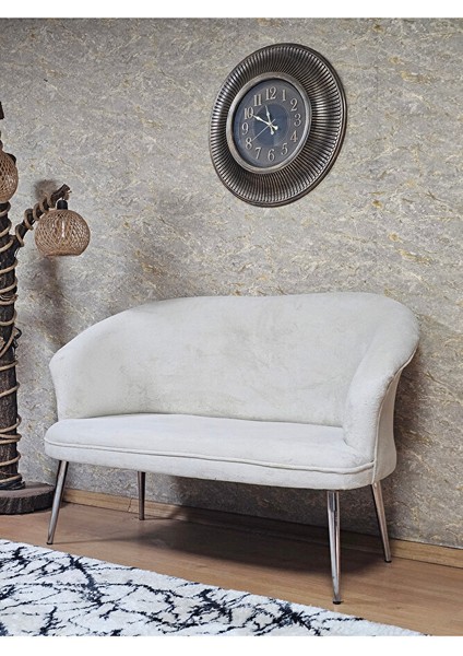 Ikili Teddy Krom Kaplama Sivriltme Ayak Çay Seti Koltuk Ikili Berjer , Balkon, Salon, Ofis Krem Renk 40,5 Boyut/ebat modelleri