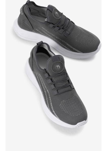 Unisex Füme Termo Taban Şerit Detaylı Bağcıklı Triko Spor Ayakkabı modelleri