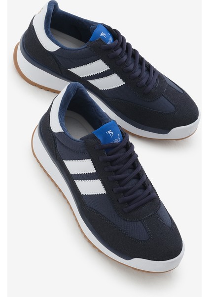 Unisex Lacivert Termo Taban Çift Şeritli Bağcıklı Spor Ayakkabı modelleri