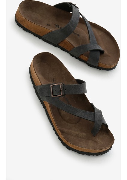 Kadın Füme Rahat Kalıp Poli Taban Çapraz Model Nubuk Parmak Arası Terlik modelleri