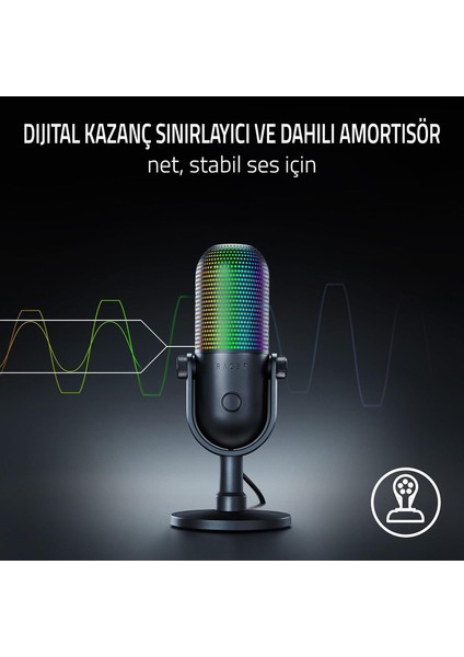 Seiren V3 Chroma - Dokunarak Sessize Alma Özellikli Rgb USB Mikrofon (Yayın ve Oyun Reaktif Ay indirimleri