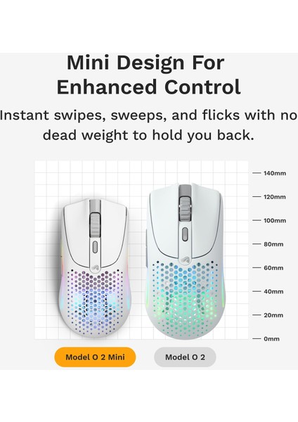 Model O 2 Mini Kablosuz Beyaz Oyuncu Faresi: 57 Gram, 210 Saate Kadar Pil Ömrü, Çifte Kablo fırsatları