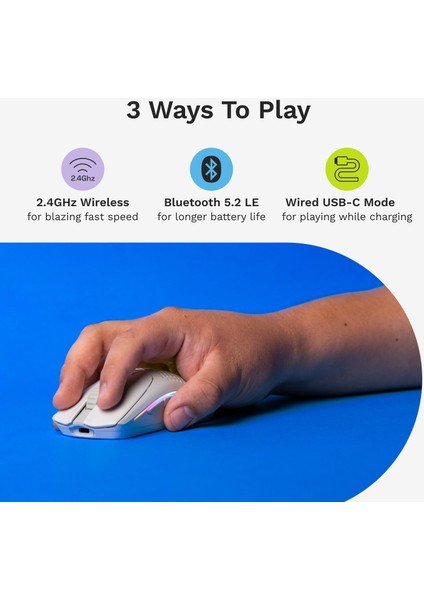 Model O 2 Mini Kablosuz Beyaz Oyuncu Faresi: 57 Gram, 210 Saate Kadar Pil Ömrü, Çifte Kablo indirimleri