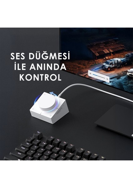 Knob Usb-C Hub | Rgb Docking Station | 4K@60Hz Hdmı, 100W Pd, 2.5g Lan, Usb-C, 2×usb3.0, Sd/microsd, Aux – MacBook & iPad Pro Uyumlu (Beyaz) indirimleri