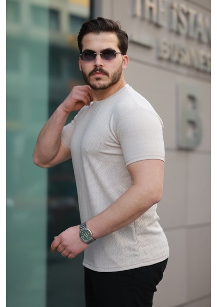 Erkek Kısa Kollu Zigzag Desenli T-Shirt modelleri