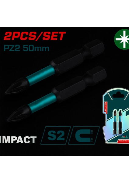 Pozidriv Uç (2 Adet) Mıknatıslı Bits Pz2 50 mm Vida Sökme 5 cm Yıldız Matkap Vidalama Ucu S2 Çeliği indirimleri